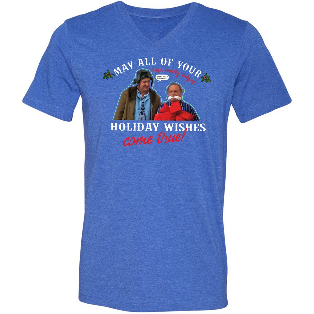 Unisex V-Neck T-Shirt - 4D2T7QPA - Heather True Royal - 14