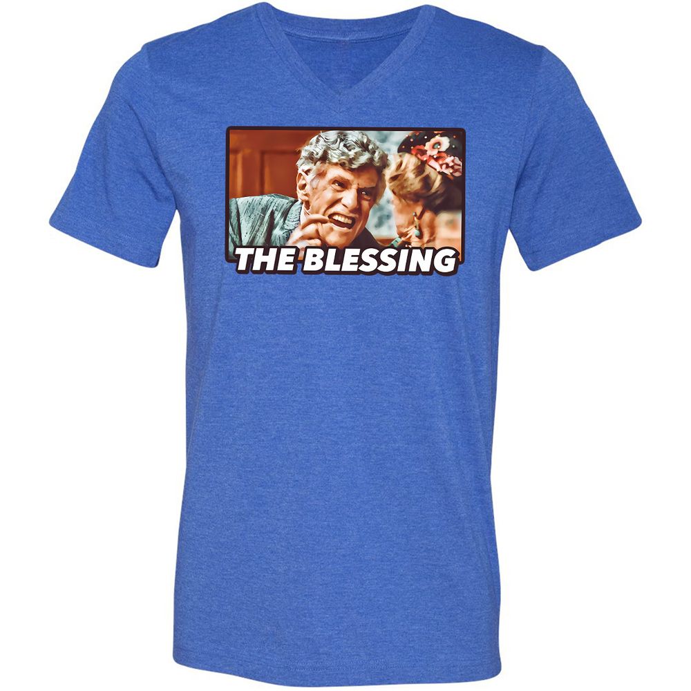 Unisex V-Neck T-Shirt - YUWQZRU8 - Heather True Royal - 14