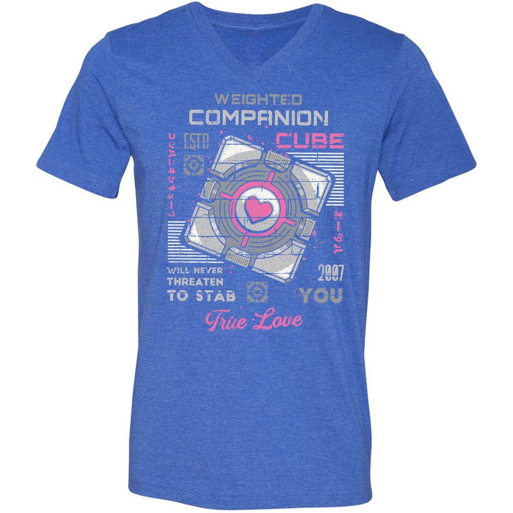 Unisex V-Neck T-Shirt - 7APW6XUH - Heather True Royal - 14