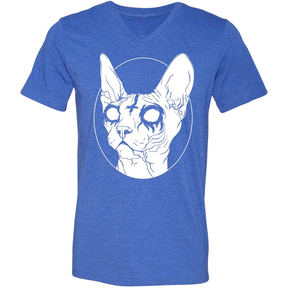 Unisex V-Neck T-Shirt - XN97RFH6 - Heather True Royal - 14