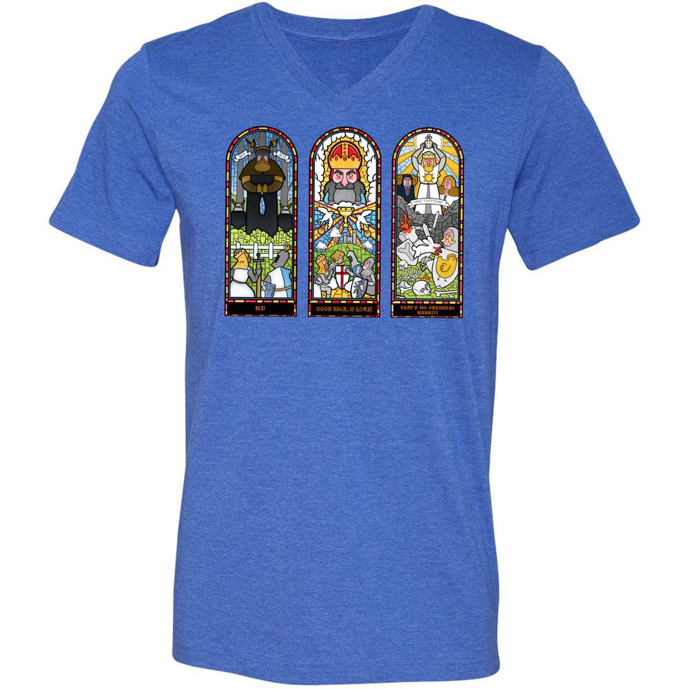 Unisex V-Neck T-Shirt - KYJPKQNR - Heather True Royal - 14