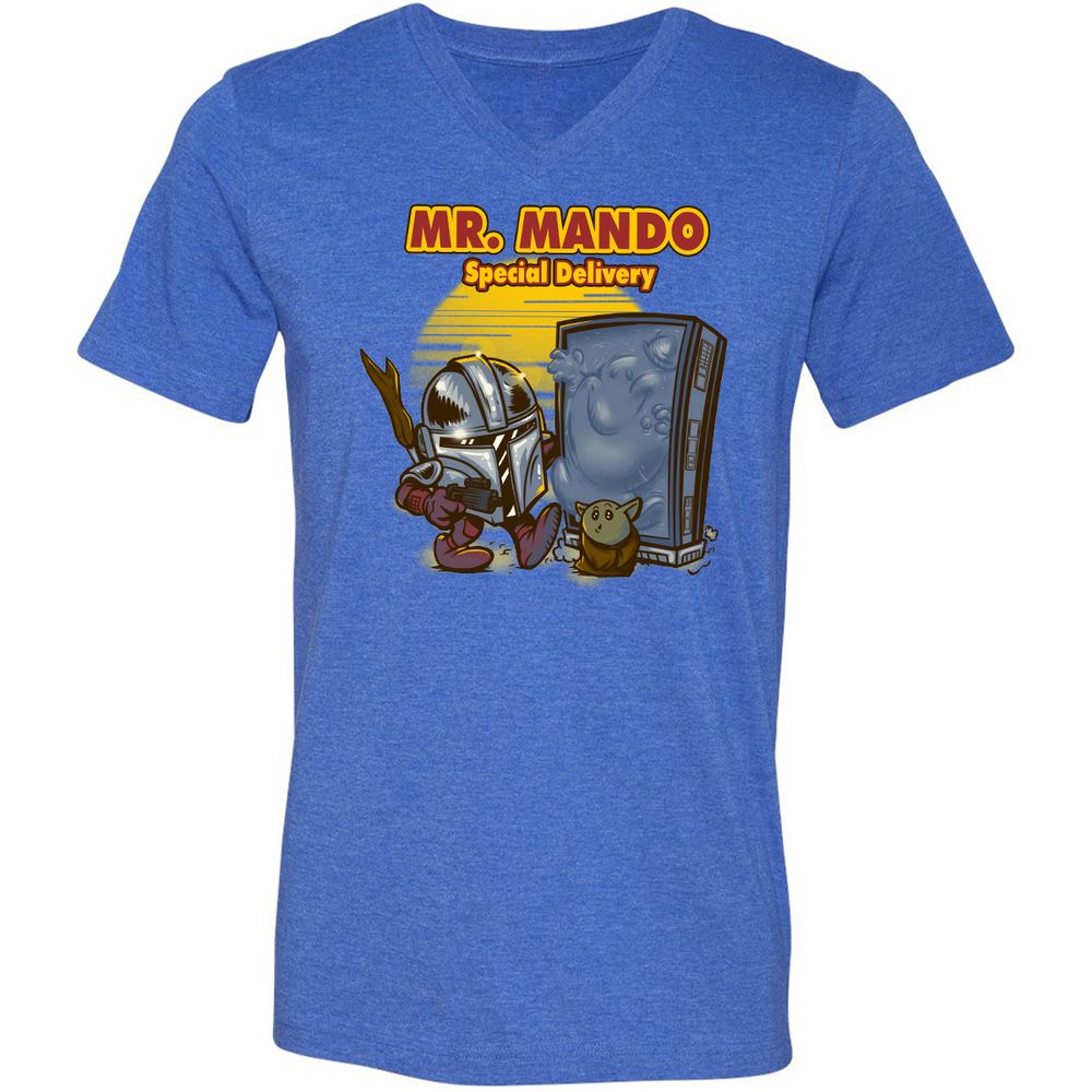 Unisex V-Neck T-Shirt - EPYQS3YE - Heather True Royal - 14