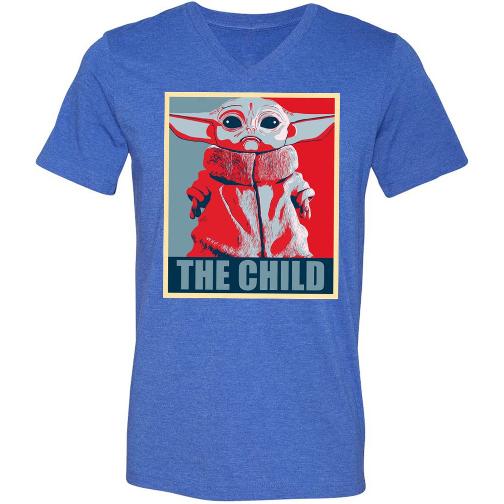 Unisex V-Neck T-Shirt - KJCUV2SZ - Heather True Royal - 14
