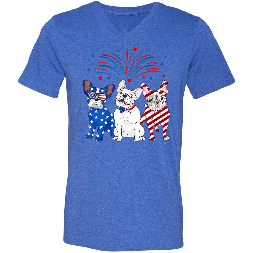 Unisex V-Neck T-Shirt - 35XKGDM8 - Heather True Royal - 14