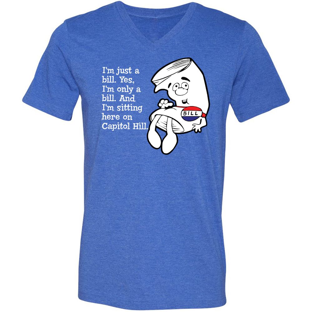 Unisex V-Neck T-Shirt - EWWWJ3TG - Heather True Royal - 14