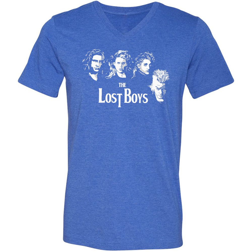 Unisex V-Neck T-Shirt - LMQCAUZQ - Heather True Royal - 14