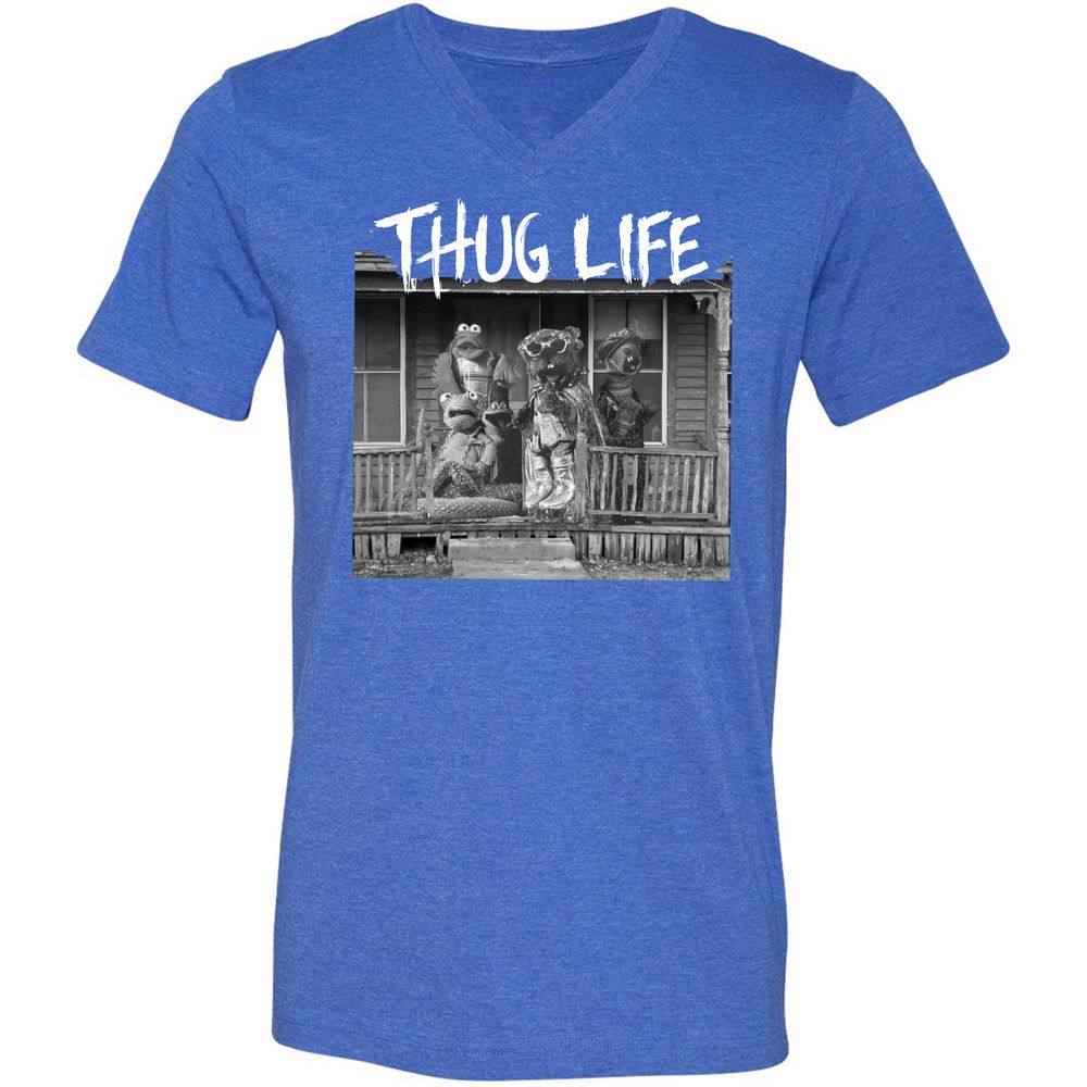 Unisex V-Neck T-Shirt - F7N6MEUM - Heather True Royal - 14