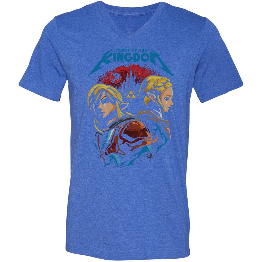 Unisex V-Neck T-Shirt - 9XS8C3AP - Heather True Royal - 14