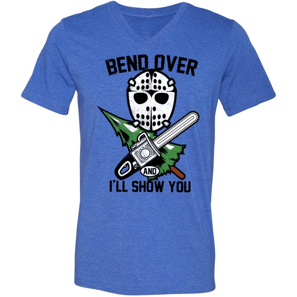 Unisex V-Neck T-Shirt - NYX8HYNM - Heather True Royal - 14