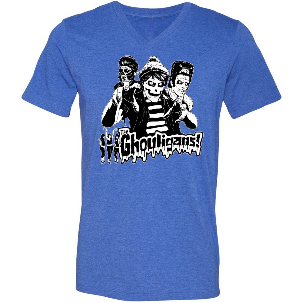 Unisex V-Neck T-Shirt - 8Z9AL7SD - Heather True Royal - 14