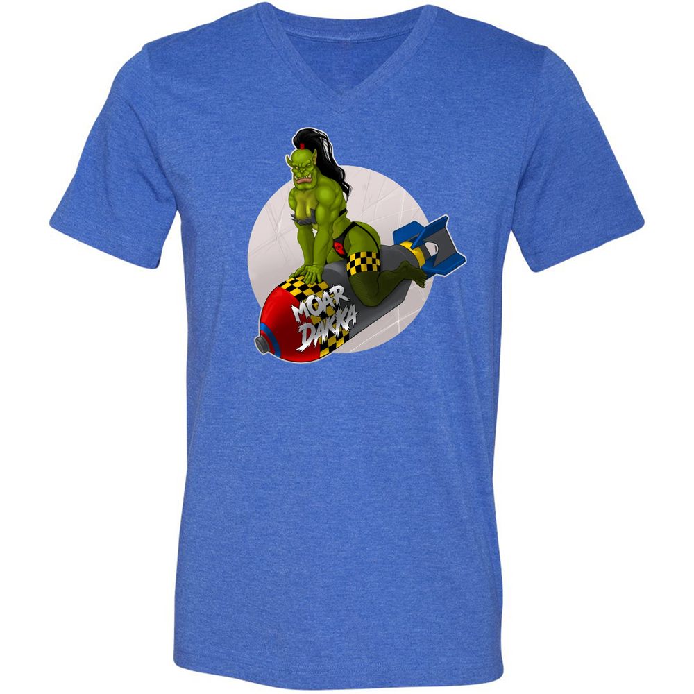 Unisex V-Neck T-Shirt - 6PQUFJDA - Heather True Royal - 14