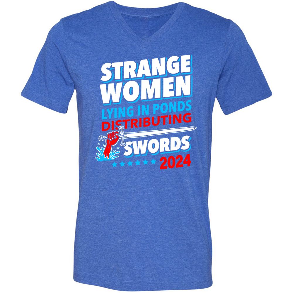 Unisex V-Neck T-Shirt - NBRBET69 - Heather True Royal - 14