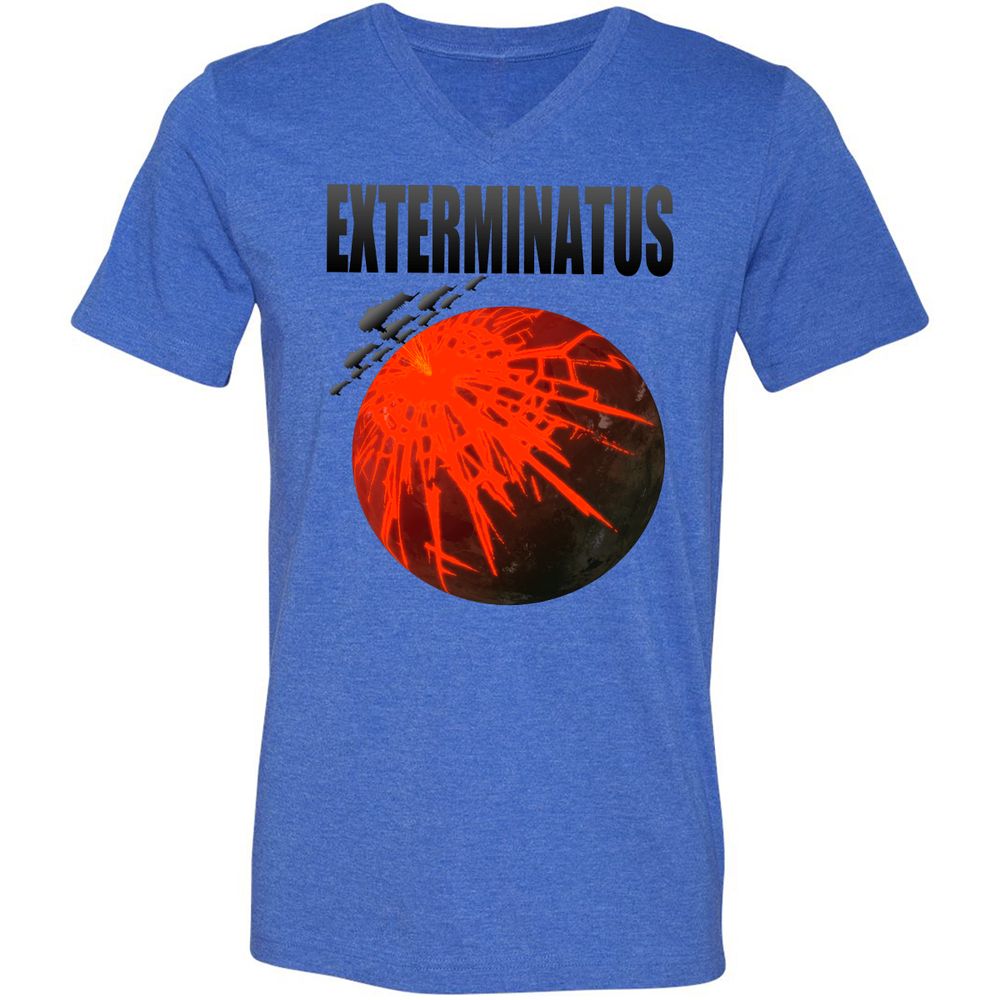 Unisex V-Neck T-Shirt - VJZCKVEC - Heather True Royal - 14