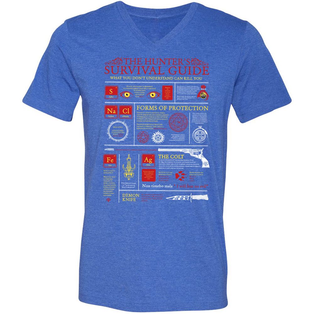 Unisex V-Neck T-Shirt - 674EM5HJ - Heather True Royal - 14