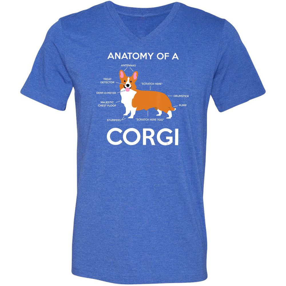Unisex V-Neck T-Shirt - EY3G6V34 - Heather True Royal - 14