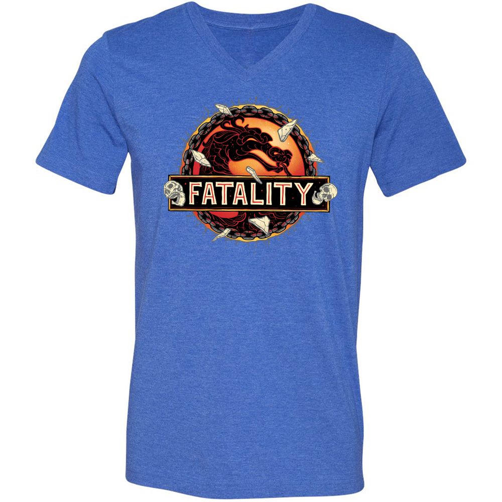 Unisex V-Neck T-Shirt - 4S9BQ194 - Heather True Royal - 14