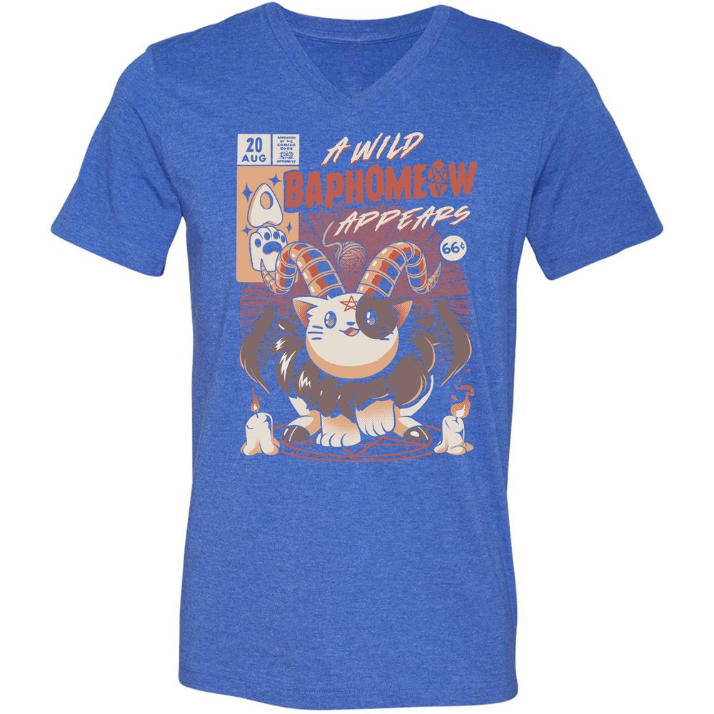 Unisex V-Neck T-Shirt - EWYJYKH8 - Heather True Royal - 14