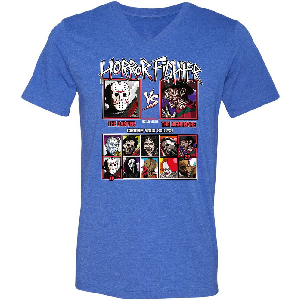 Unisex V-Neck T-Shirt - CALQGWQX - Heather True Royal - 14