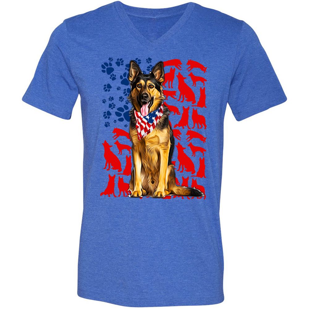 Unisex V-Neck T-Shirt - WANEWJS7 - Heather True Royal - 14