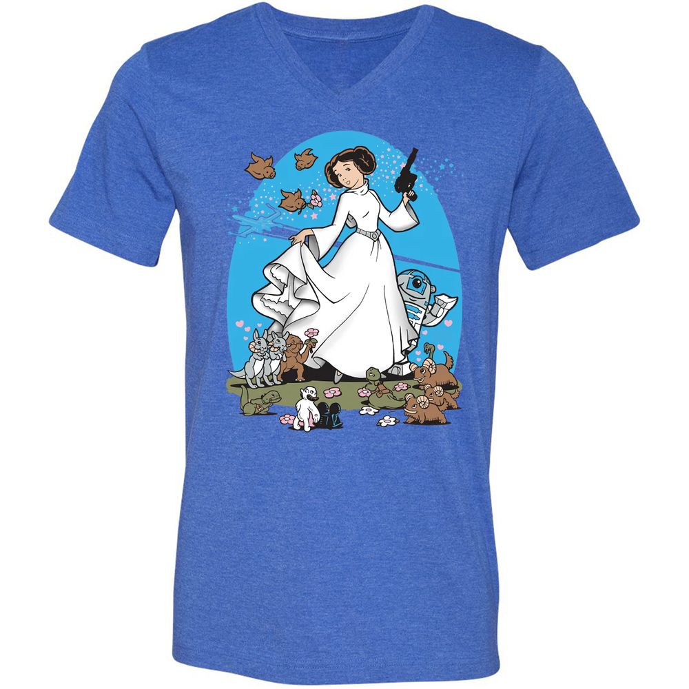 Unisex V-Neck T-Shirt - AZ8XDCDW - Heather True Royal - 14