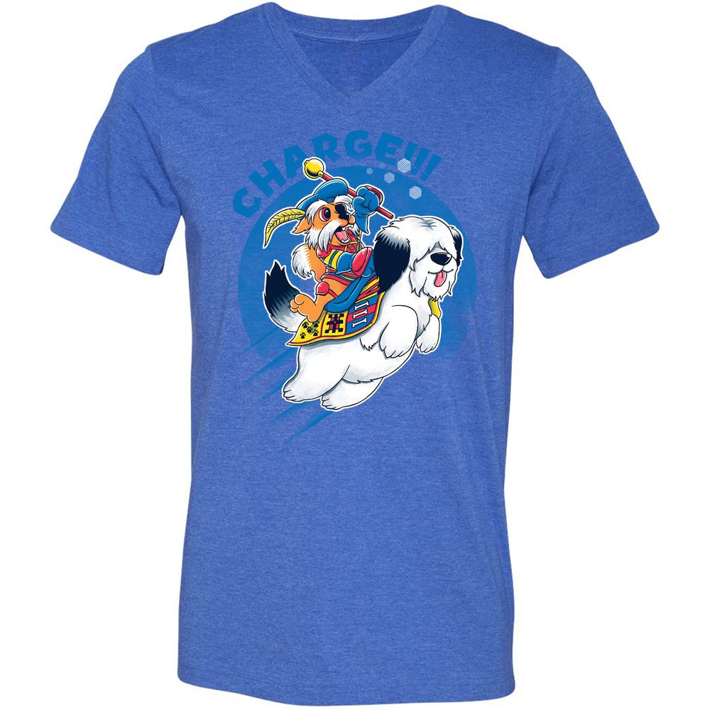 Unisex V-Neck T-Shirt - ME9HB4JU - Heather True Royal - 14