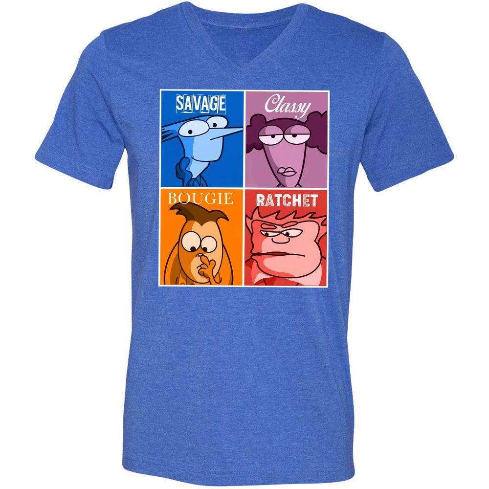 Unisex V-Neck T-Shirt - 4541EUWJ - Heather True Royal - 14