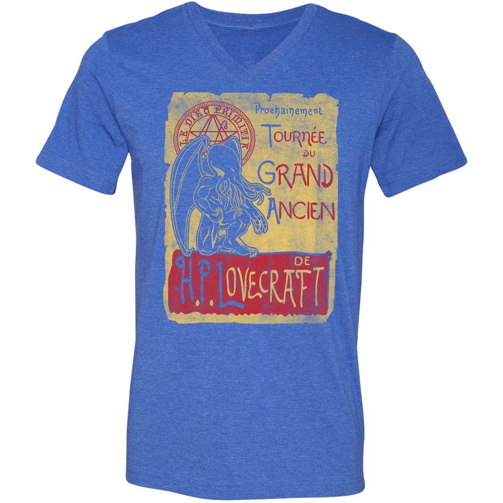 Unisex V-Neck T-Shirt - 8J2CCYD3 - Heather True Royal - 14