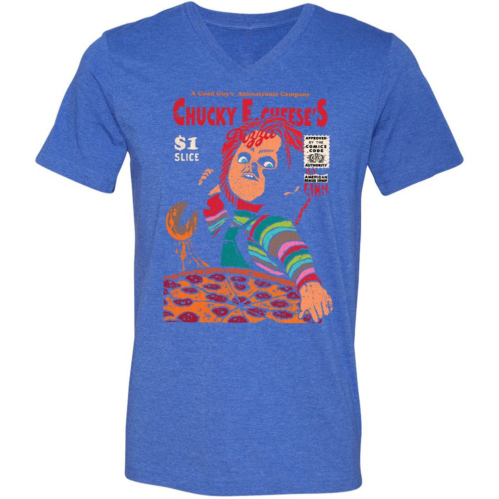 Unisex V-Neck T-Shirt - ZA5TBDM3 - Heather True Royal - 14