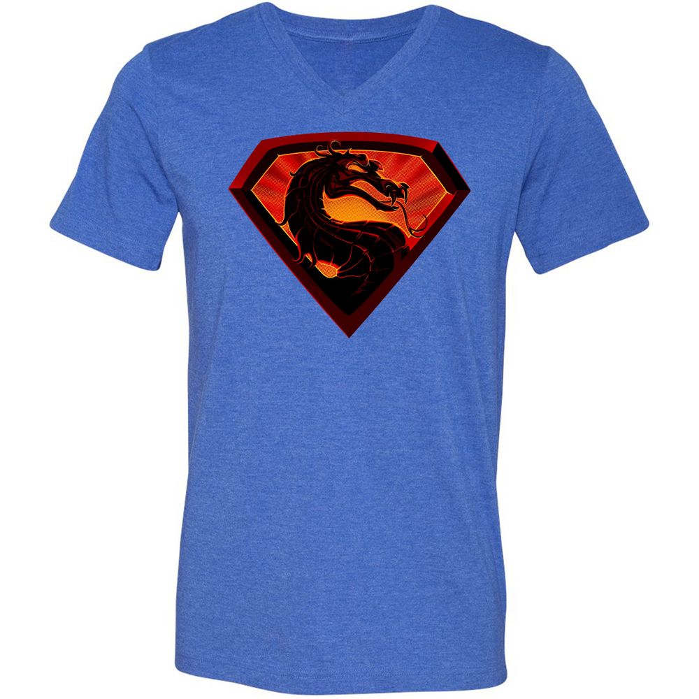 Unisex V-Neck T-Shirt - J6P92K4Q - Heather True Royal - 14