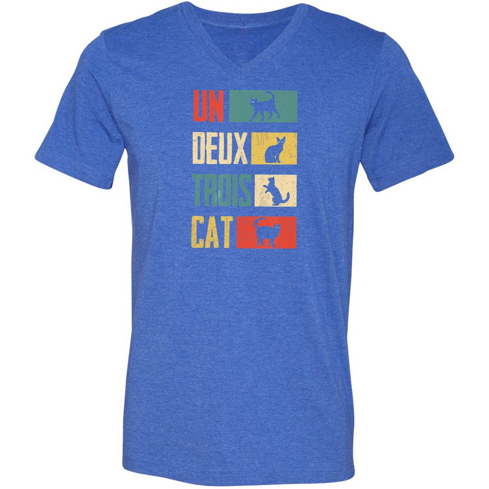 Unisex V-Neck T-Shirt - 3EXCAQLE - Heather True Royal - 14