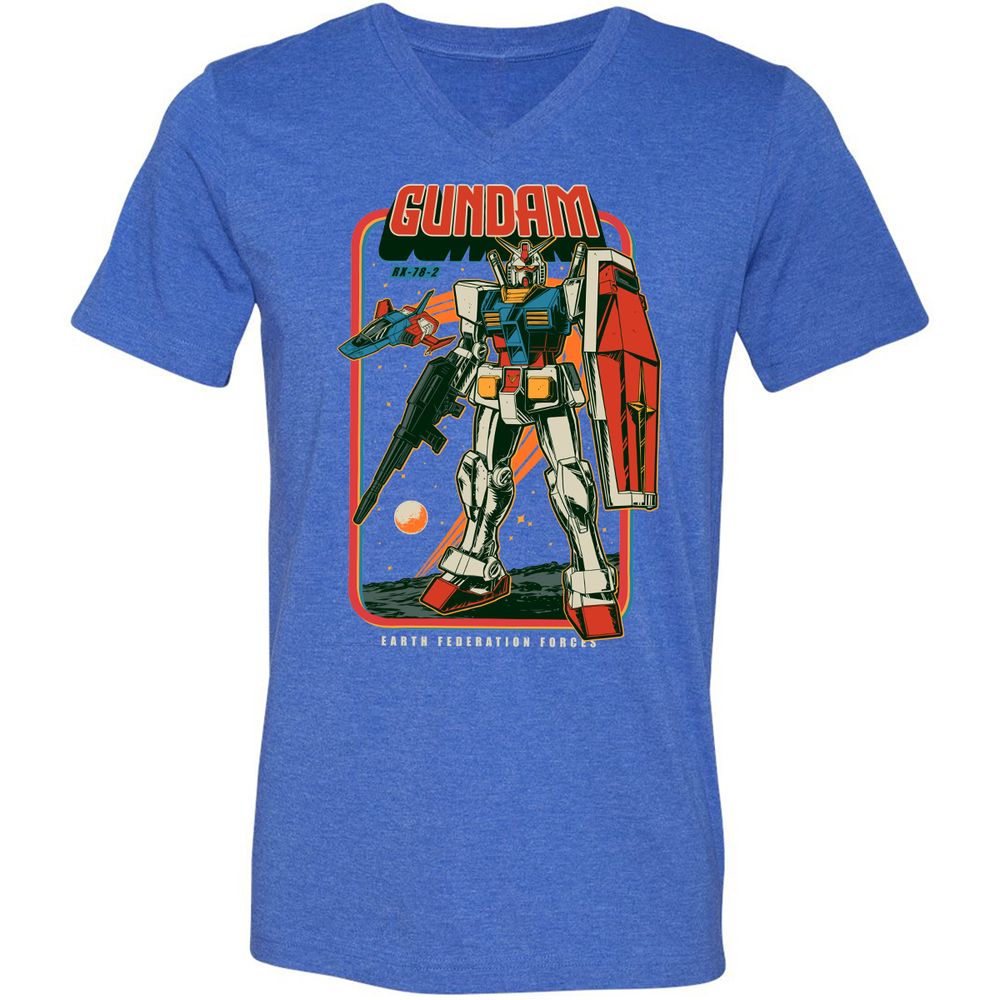 Unisex V-Neck T-Shirt - VGKDKHBZ - Heather True Royal - 14