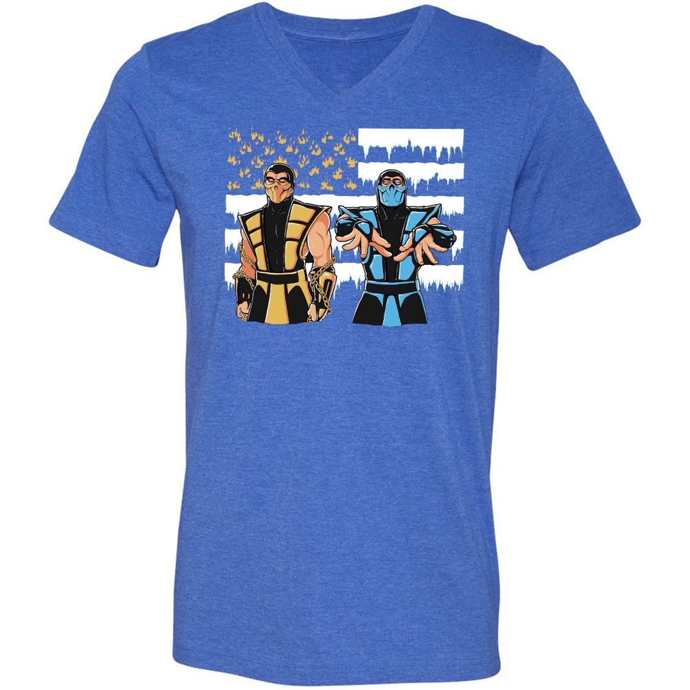 Unisex V-Neck T-Shirt - 7Y214UWY - Heather True Royal - 14