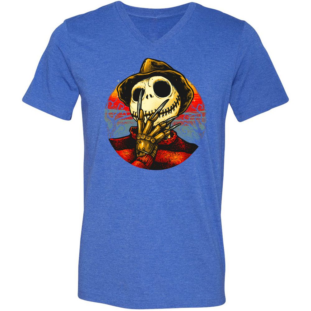 Unisex V-Neck T-Shirt - 3QHLURS4 - Heather True Royal - 14