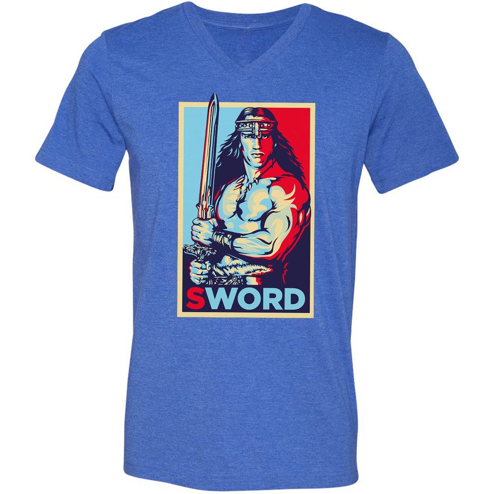 Unisex V-Neck T-Shirt - K8JV657Z - Heather True Royal - 14