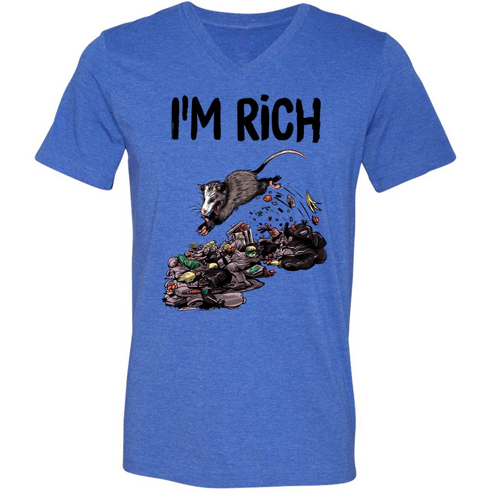 Unisex V-Neck T-Shirt - 4VMEHF7Z - Heather True Royal - 14