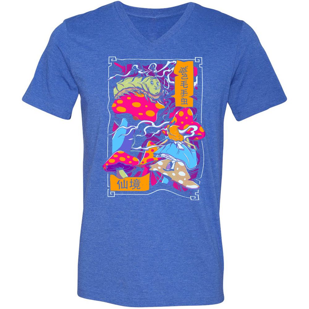 Unisex V-Neck T-Shirt - 3CE1Q7VT - Heather True Royal - 14