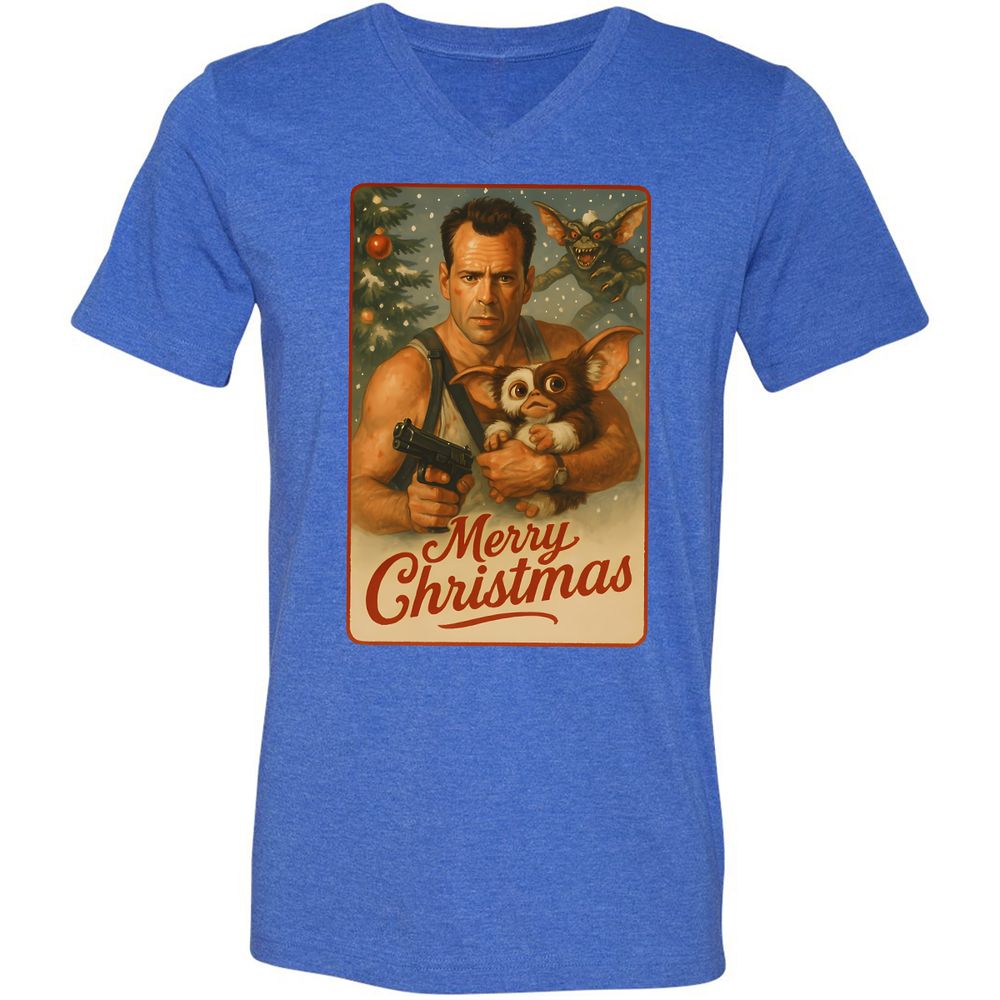 Unisex V-Neck T-Shirt - EXZZCXXL - Heather True Royal - 14
