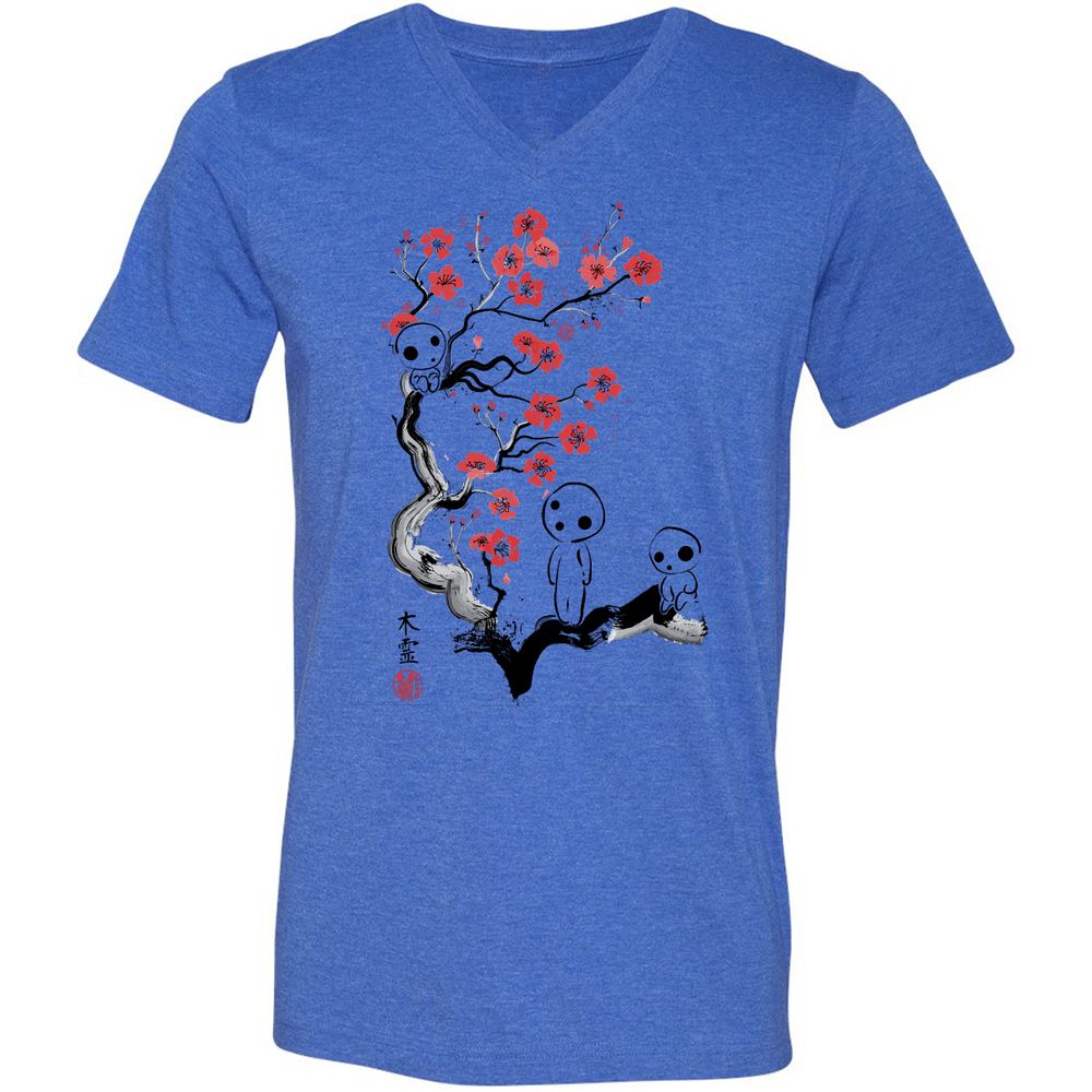 Unisex V-Neck T-Shirt - EQW956J3 - Heather True Royal - 14