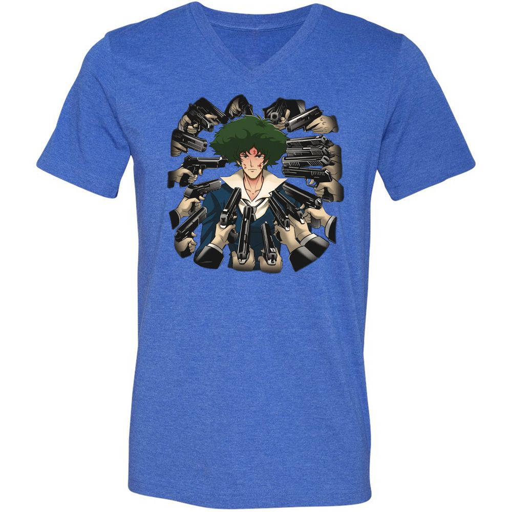 Unisex V-Neck T-Shirt - 29QX9W7P - Heather True Royal - 14