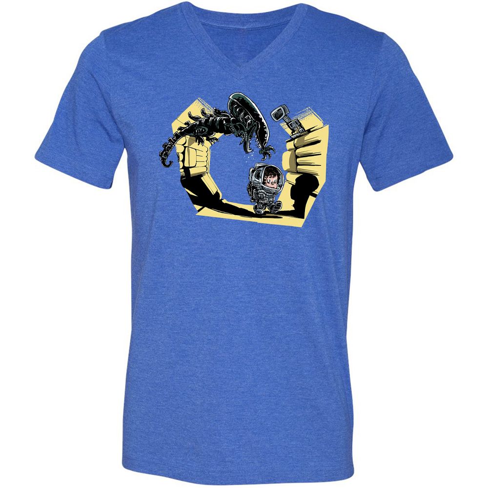 Unisex V-Neck T-Shirt - DRGMET7F - Heather True Royal - 14