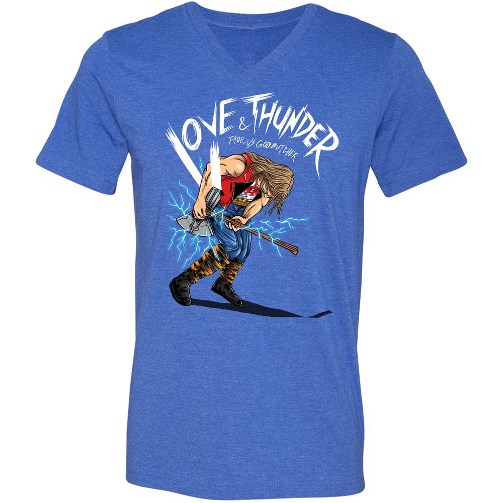 Unisex V-Neck T-Shirt - CT7SFC6G - Heather True Royal - 14