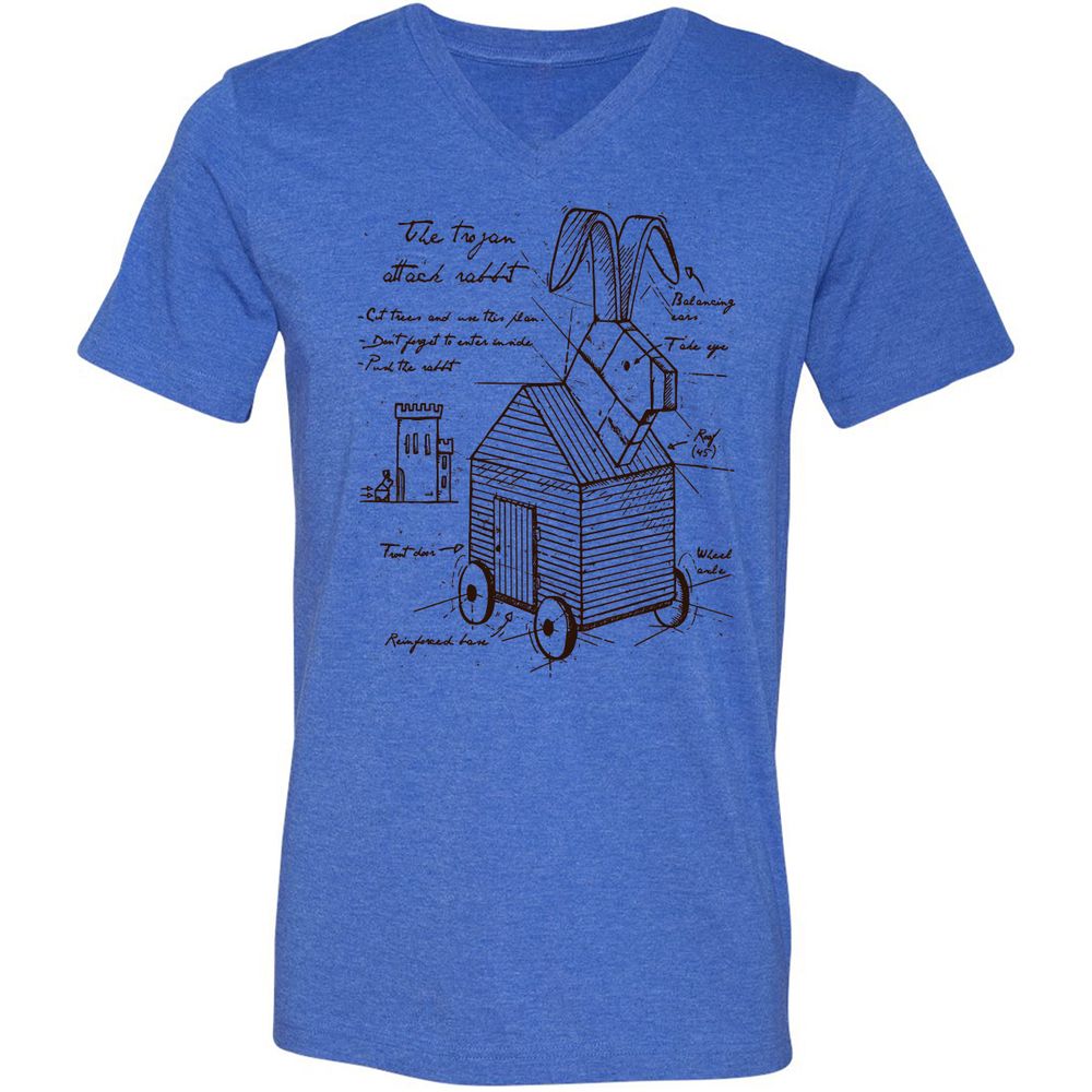 Unisex V-Neck T-Shirt - V1Q682QH - Heather True Royal - 14