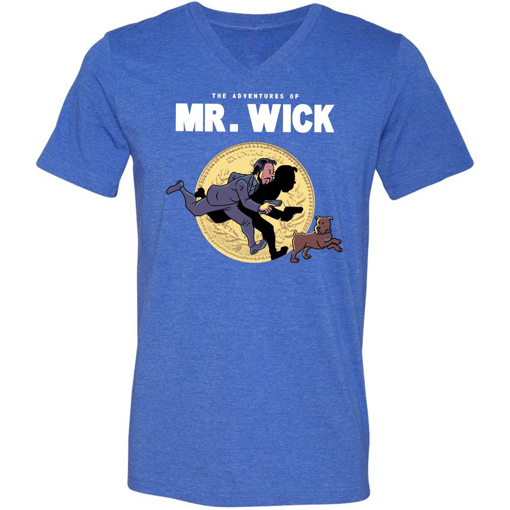 Unisex V-Neck T-Shirt - YWMFPQH7 - Heather True Royal - 14