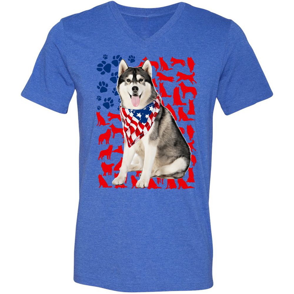 Unisex V-Neck T-Shirt - 7WALB3SP - Heather True Royal - 14