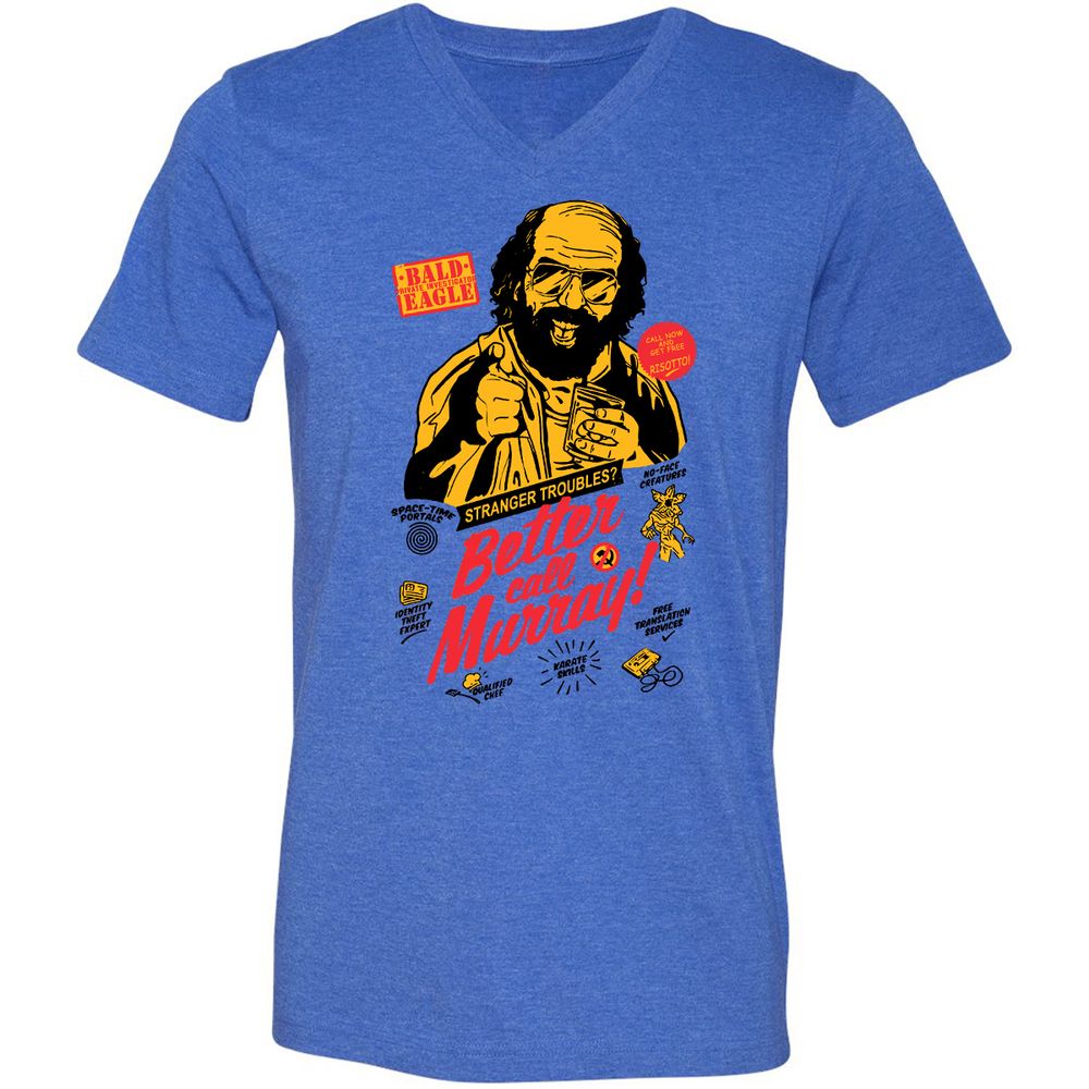 Unisex V-Neck T-Shirt - RRH3Y766 - Heather True Royal - 14