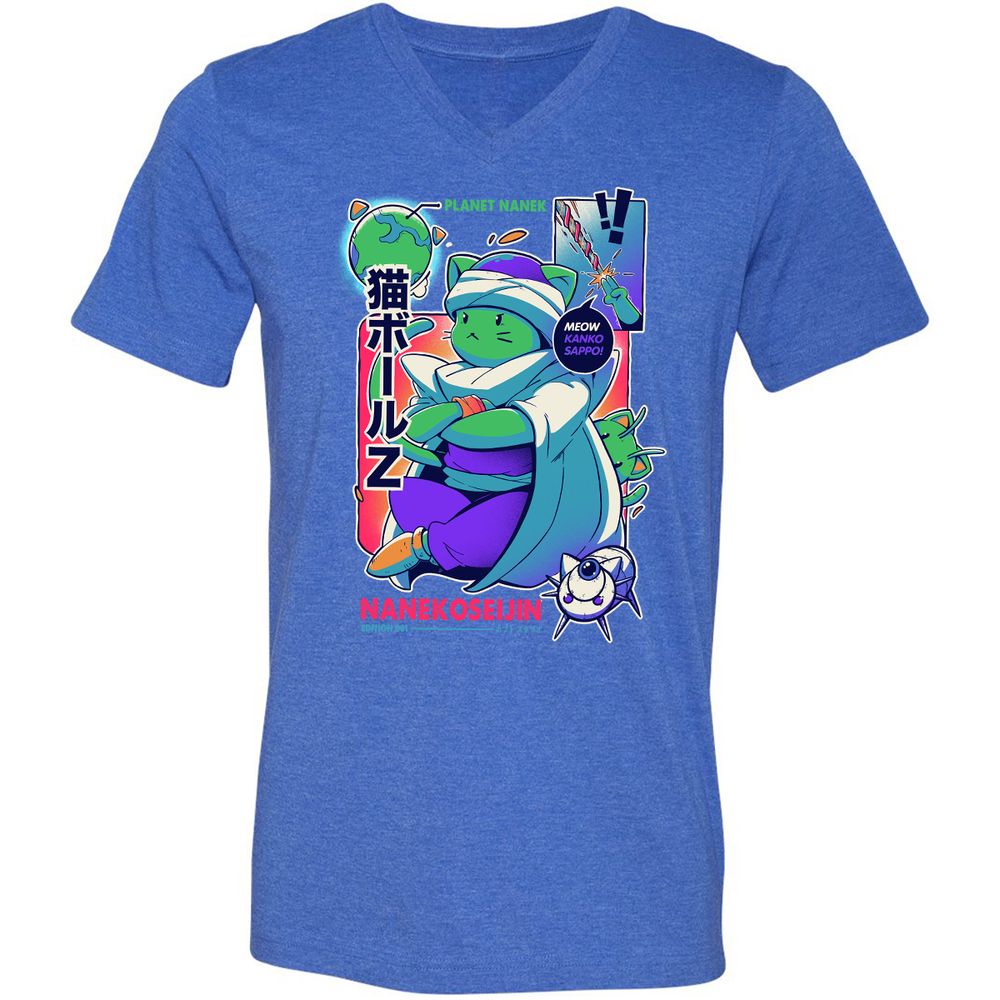 Unisex V-Neck T-Shirt - EX1VDTJV - Heather True Royal - 14