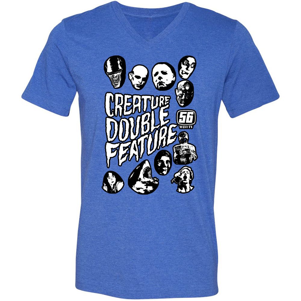 Unisex V-Neck T-Shirt - 7D4TRMYL - Heather True Royal - 14