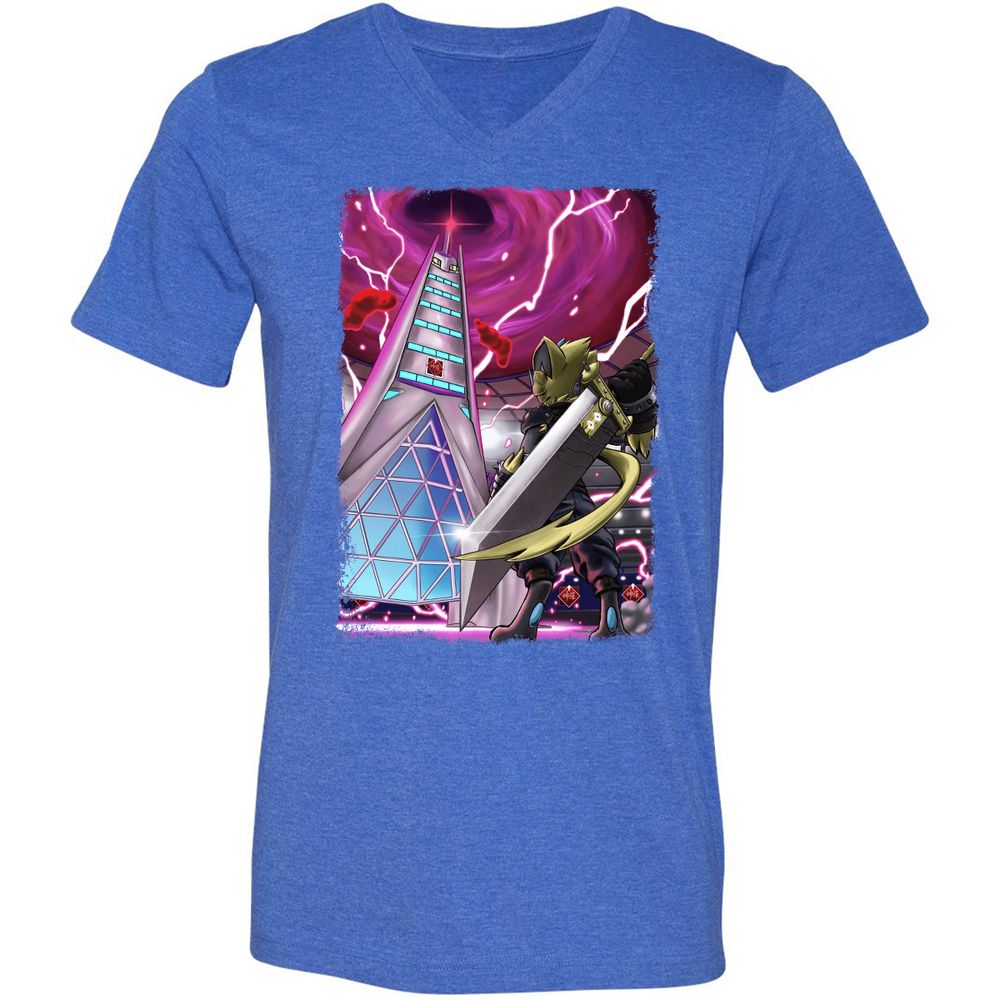 Unisex V-Neck T-Shirt - GHU5VJ1E - Heather True Royal - 14