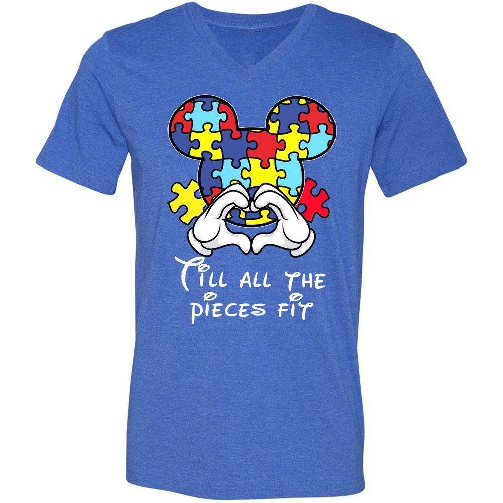 Unisex V-Neck T-Shirt - 358P94P9 - Heather True Royal - 14