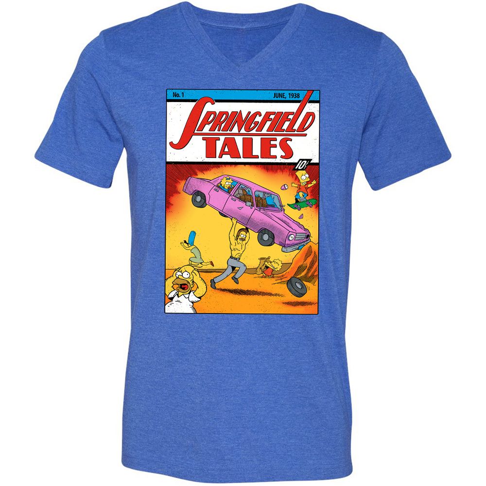 Unisex V-Neck T-Shirt - 7KMPH4NT - Heather True Royal - 14